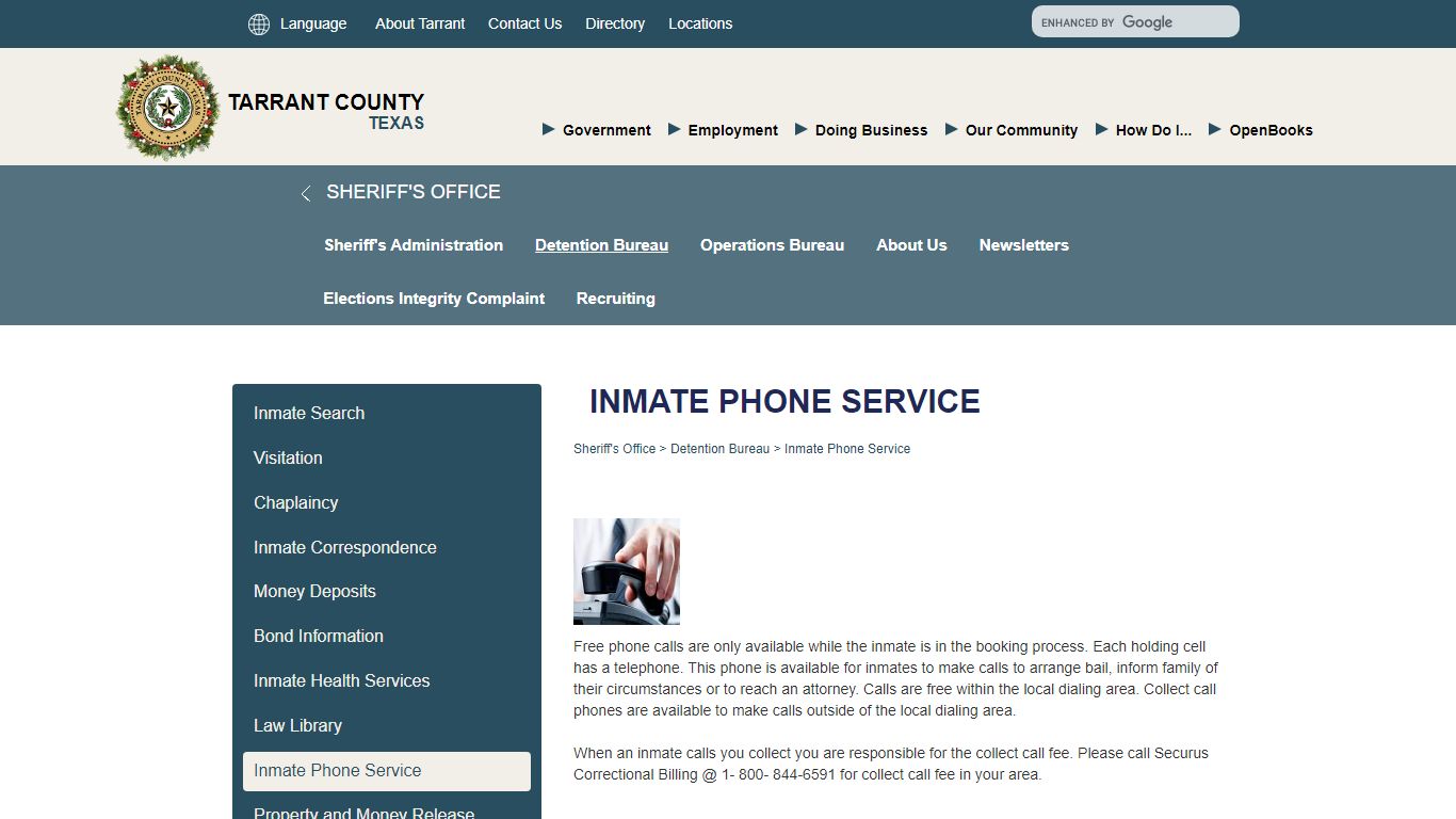 Inmate Phone Service - Tarrant County TX