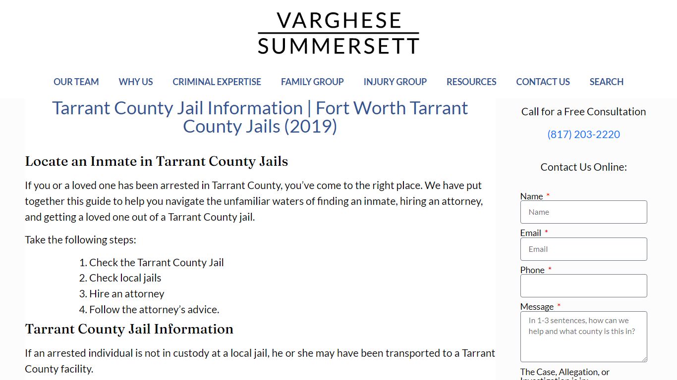 Tarrant County Jail Information | Tarrant County Jails (2018)